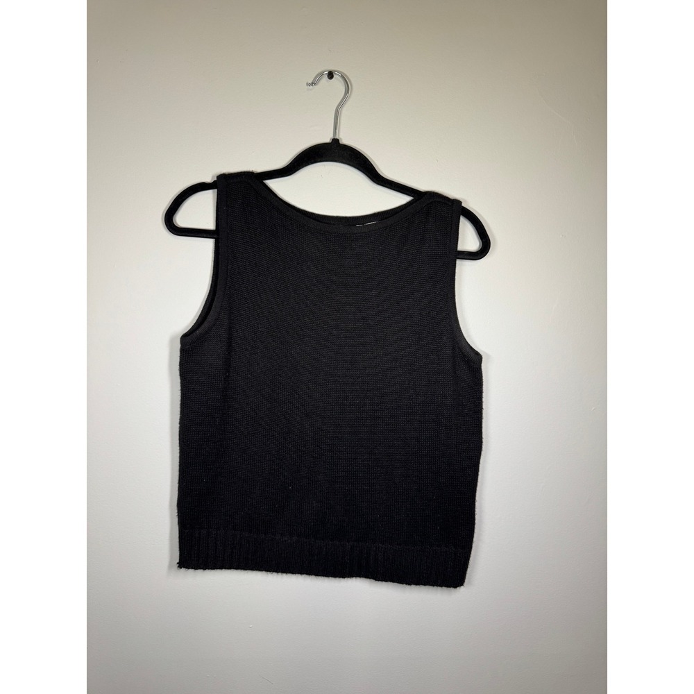 M.H.M. Melissa Harper Black Knit Sweater Vest Sleeveless Crew Neck Size S 8